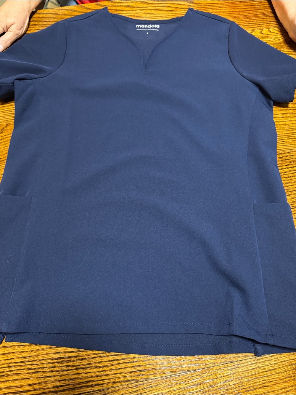 Mandala Navy V-Notch Medical Scrub Top
